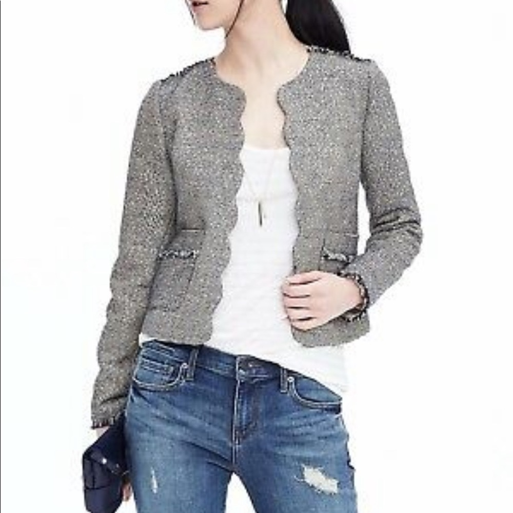 Banana republic scalloped collarless jacket 12 60N